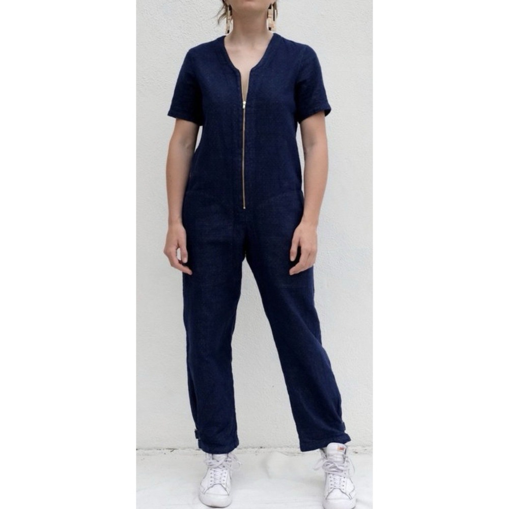Atelier Delphine City Jumpsuit Women's M Dark Indigo Japanese Organic Cotton